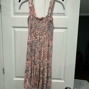 LOFT Pink Floral Midi Dress